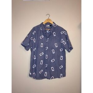 Miller Lite Beer Print Button Front Shirt XL Casual Party
